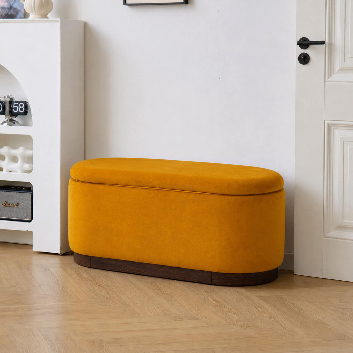 SITZBANK Samt Gelb - Gelb, Textil (100/40/40cm) - Nordlys
