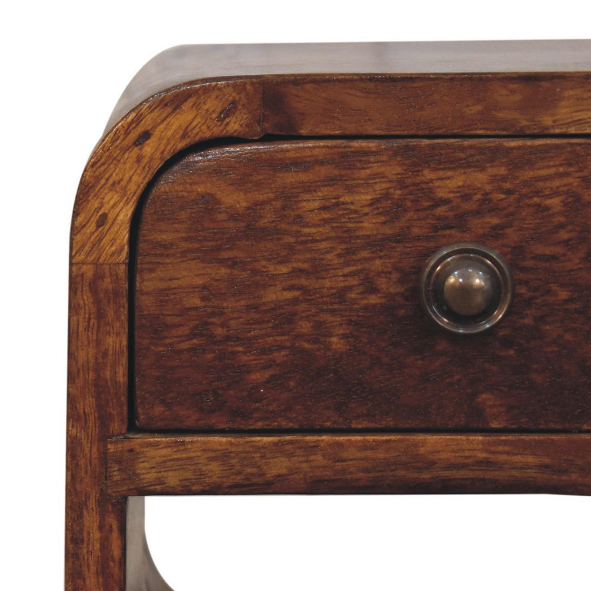 NACHTTISCH Extra Mini Curve Lower, 1 Schublade ,1 Offenes Regal, Braun - Messingfarben/Braun, Mangoholz/Holz (20/40/20cm) - Artisan Furniture