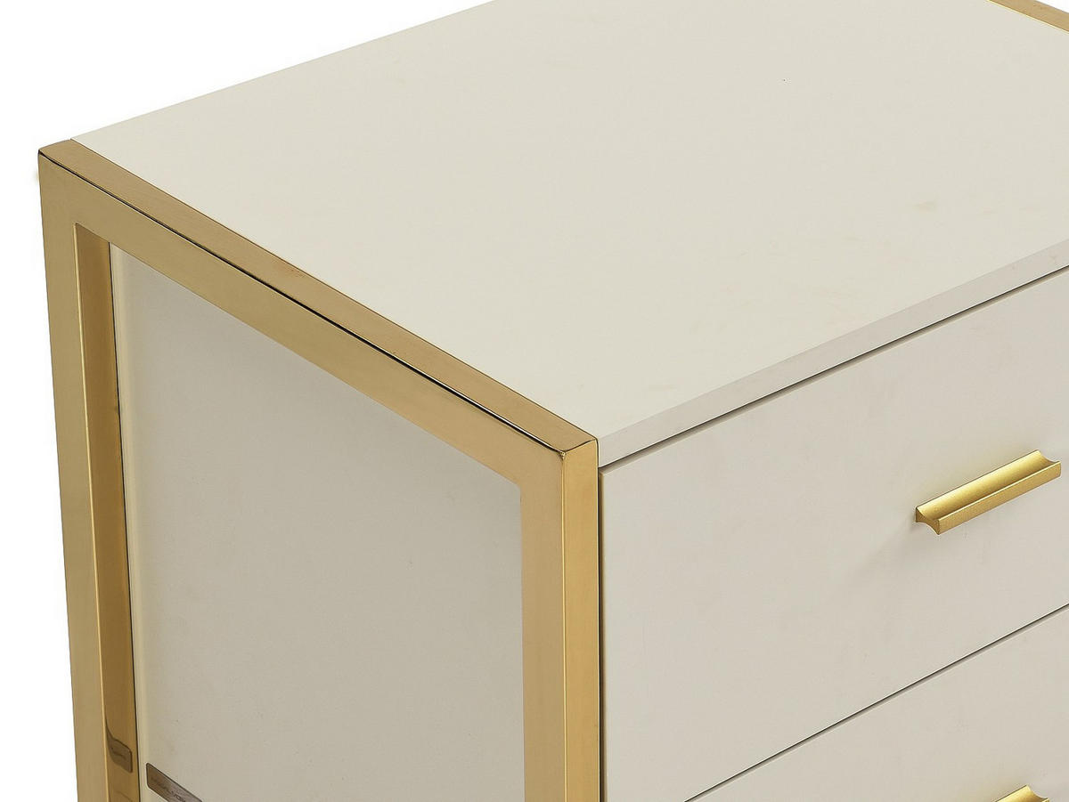 NACHTTISCH mit 2 Schubladen - MDF - Beige & Goldfarben - OMBRELIA - Beige, Holz (40/50/50cm) - Pascal Morabito