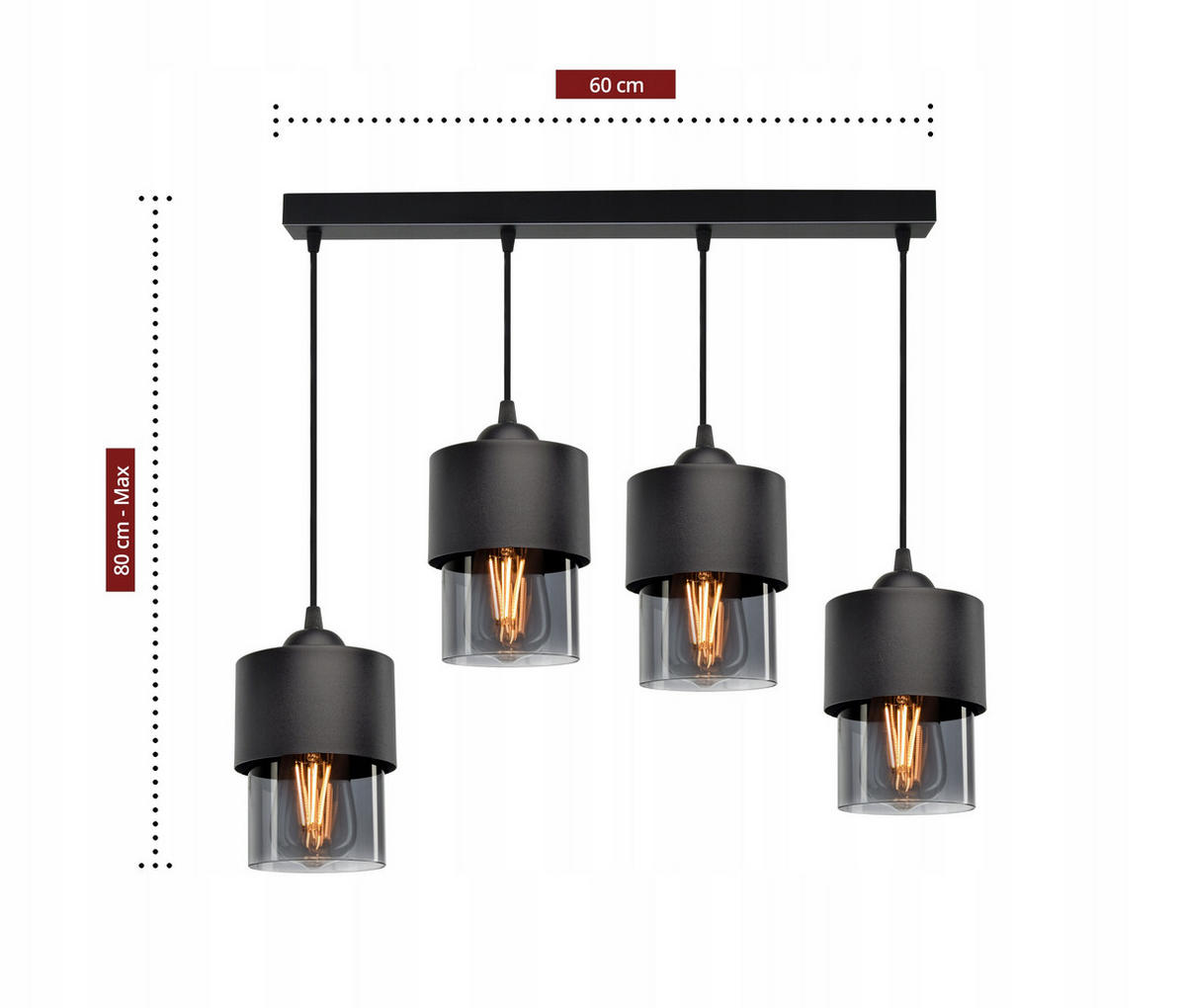 PENDELLEUCHTE Hege - Transparent/Anthrazit, Glas/Metall (12/65/80cm) - kiki design