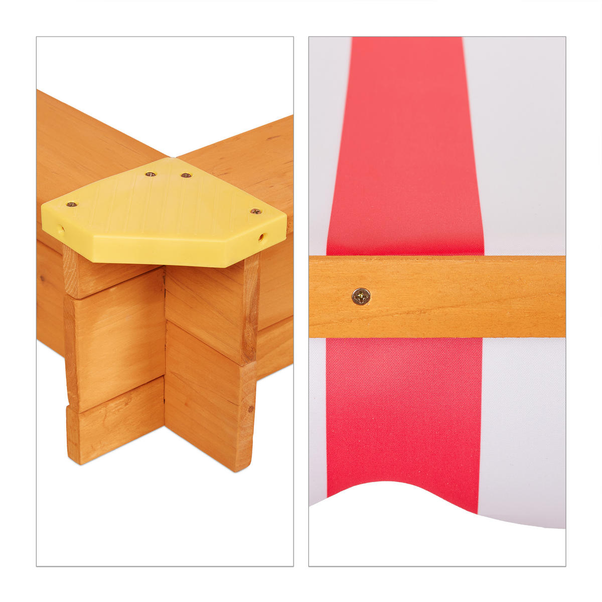 SANDKASTEN - Hellbraun, Holz/Textil (117/117/117cm) - Relaxdays