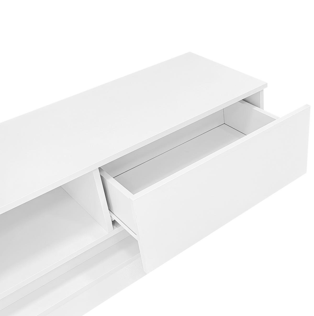 TV-LOWBOARD aus Spanplatte 160x35x40,5 cm Weiß mit LED-Beleuchtung und 2 Schubladen - Weiß, Holzwerkstoff (160/40.5/35cm) - IVMEU