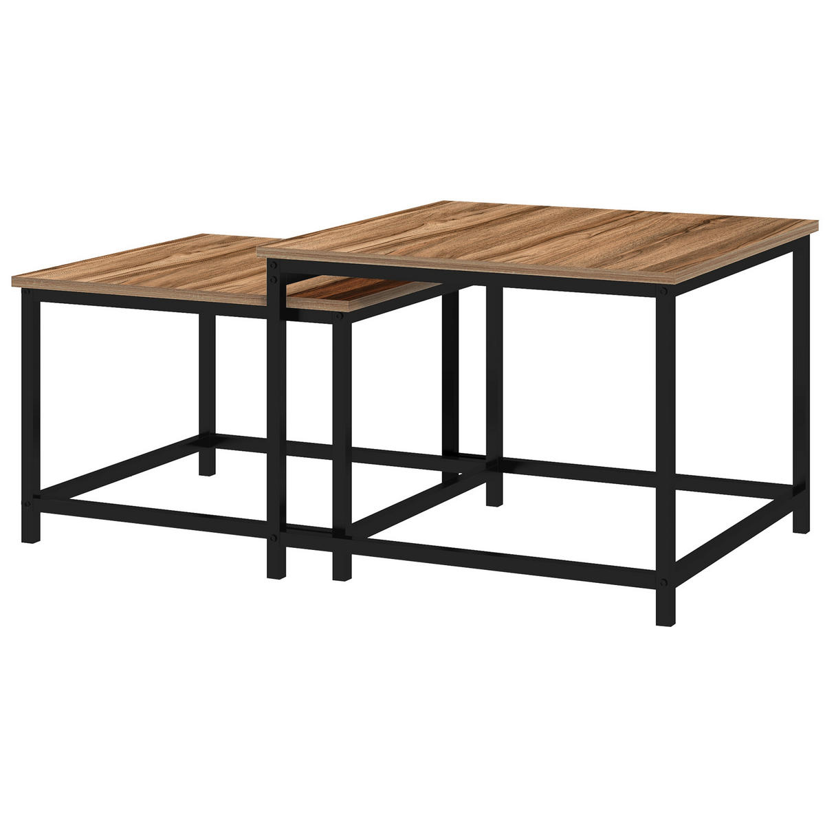 BEISTELLTISCH-SET 2-teilig DE-08809, stapelbar Holzoptik - Naturfarben, Metall (60/60/45cm) - ComfortXL