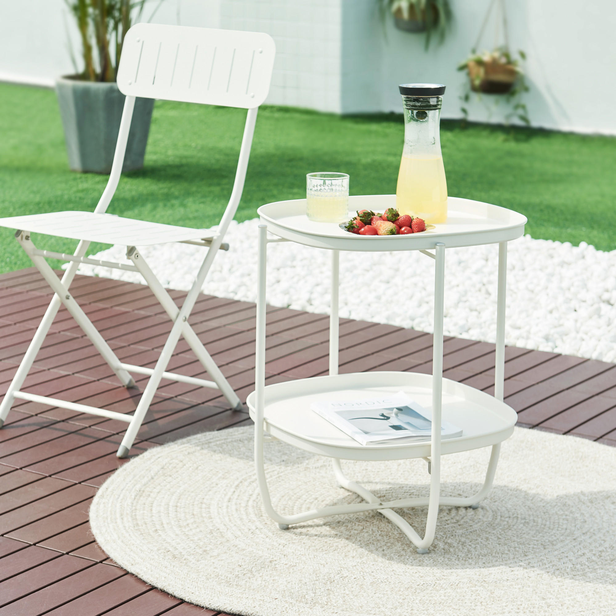 TABLETTTISCH Sandefjord - Weiß, Metall (46/46/57.5cm) - [en.casa]