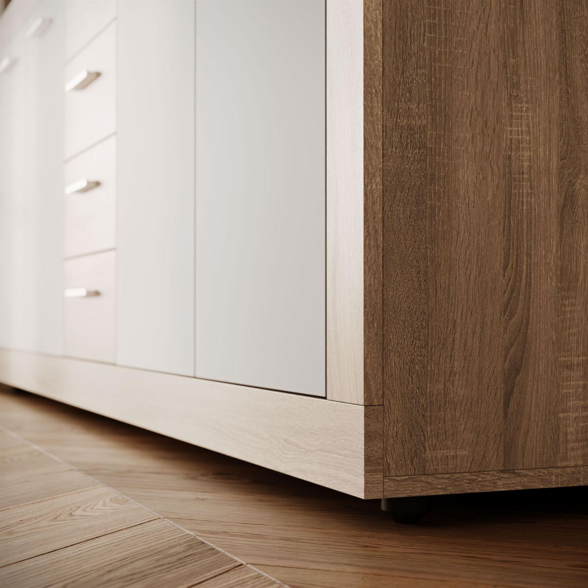 KOMMODE ROMANO mit Schubladen - Eiche Artisan/Weiß, Holzwerkstoff (190/96/32cm) - Lookway