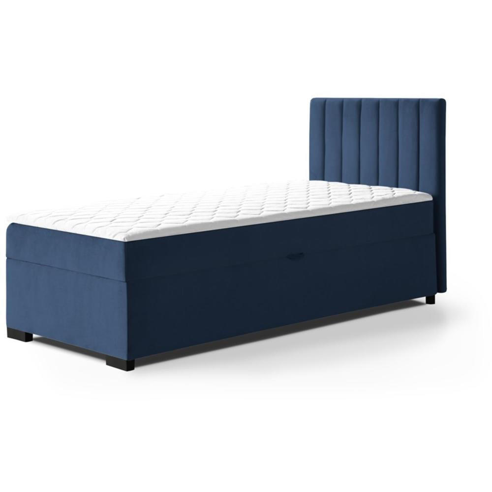 POLSTERBETT Eric 104/207/105 dunkelblau - Dunkelblau, Holzwerkstoff/Textil (100/200cm) - Beautysofa
