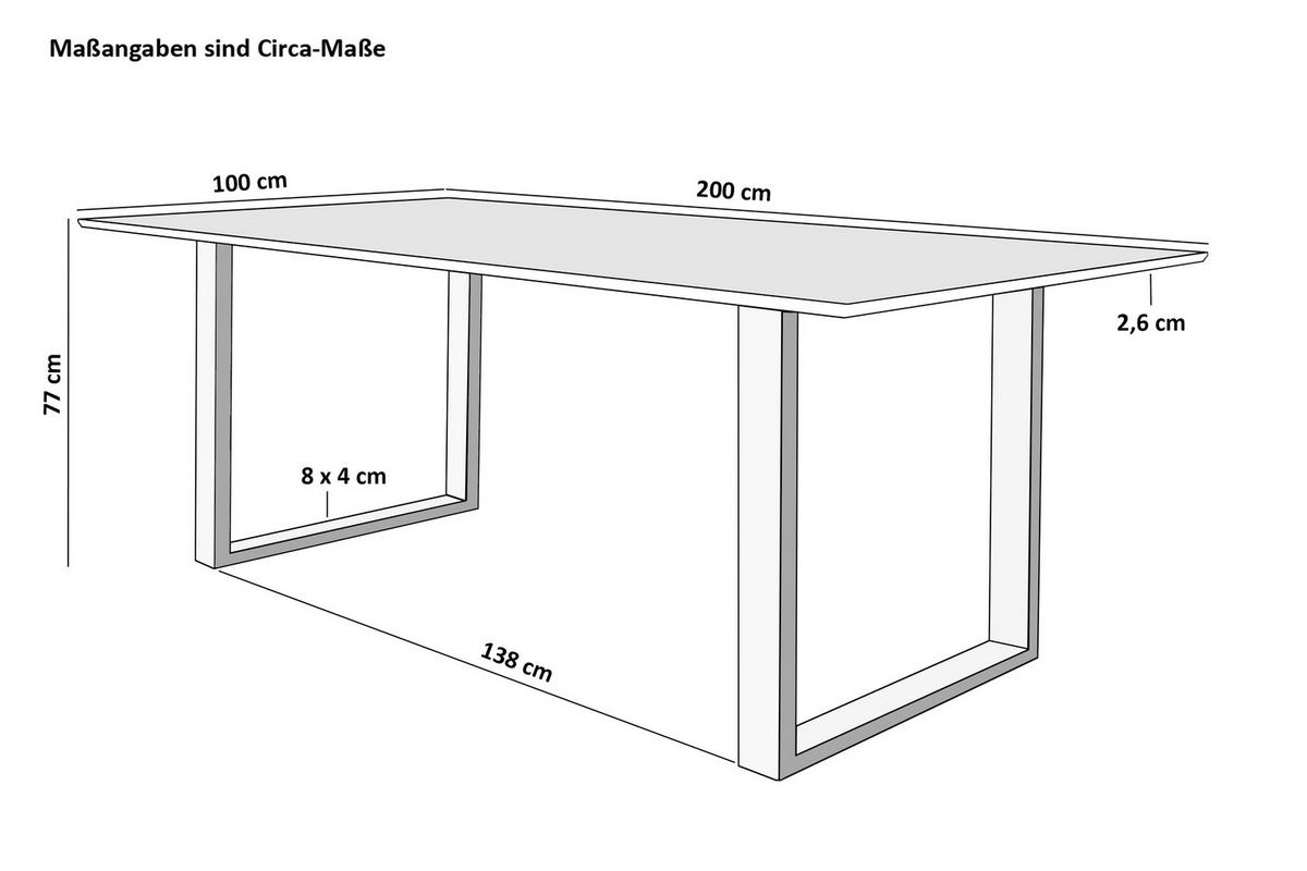 ESSTISCH ATLANTA - Schwarz/Braun, Holz/Metall (100/200/77cm) - SAM
