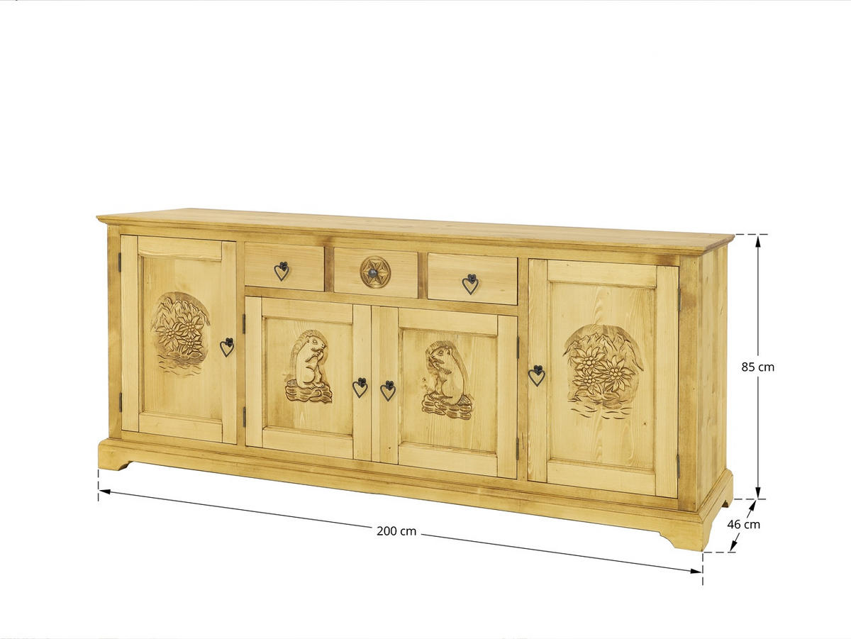 SIDEBOARD aus Massivholz JAGNA - Honig, Holz (200/85/46cm) - Seart