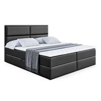 BOXBETT mit Matratze H3 und Lattenrost - AURA - 200x200 Schwarz Hochglanz - Schwarz Hochglanz, Holzwerkstoff (200/200cm) - ALTDECOR