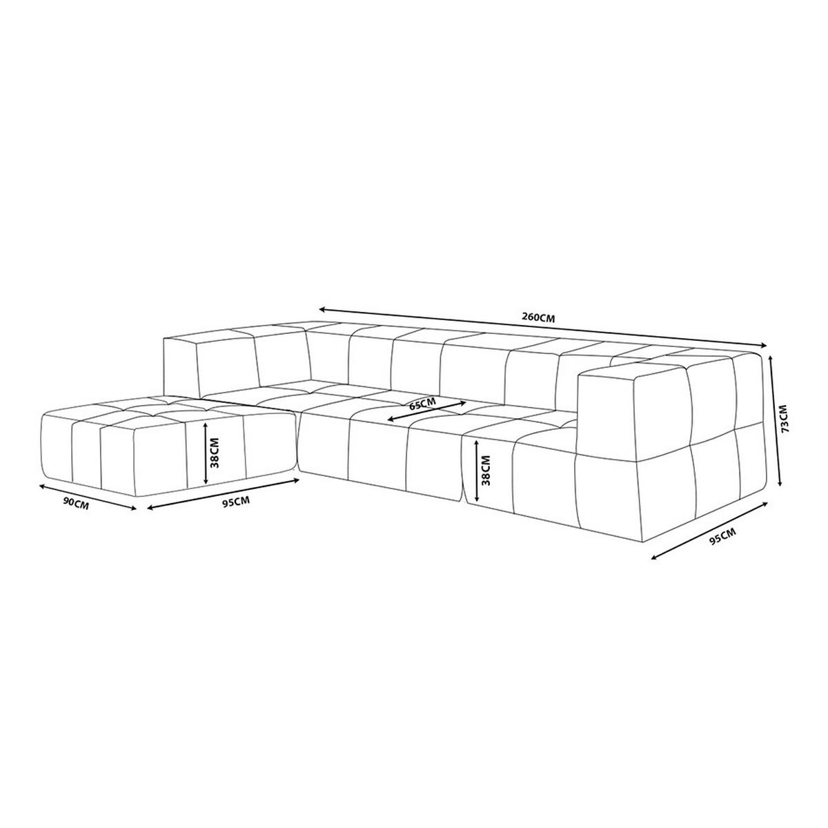 ECKSOFA Bouclé-Stoff Steinbeige - Greige, Textil (260/190cm) - MILYsofa