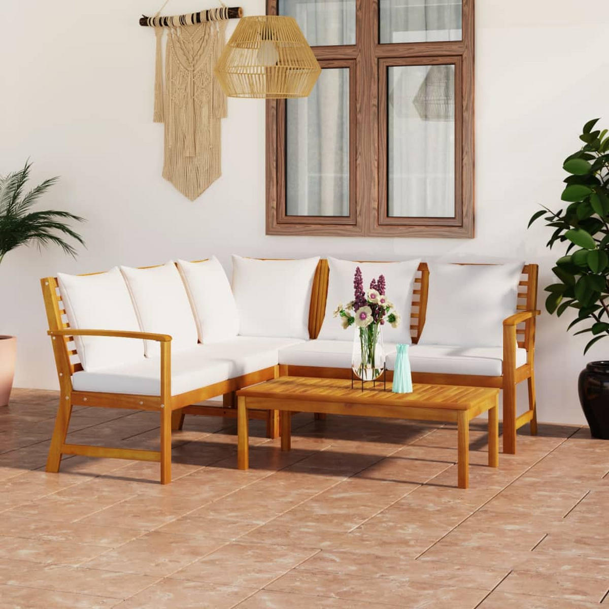 GARTENSET Reichley 4-teilig - Creme, Holzwerkstoff - Nettlife