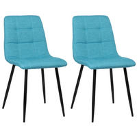 ESSZIMMERSTUHL Till, 2er Set Stoff, Gestell Metall matt Schwarz Türkis - Türkis/Blau, Textil/Metall (45/88/52cm) - TPFLiving