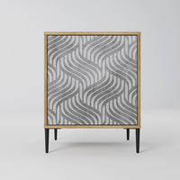 SIDEBOARD CONCRETE MOVEMENT, Eichefarben, 57,5x42x72,5 cm, Schwarze Metallfüße - Eichefarben/Multicolor, Holzwerkstoff/Metall (57.5/72.5/42cm) - SpaceRebels