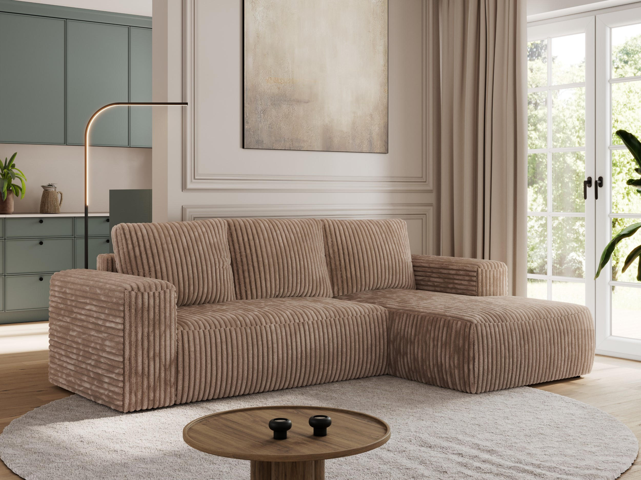 ECKSOFA TRENTINO L Braun Cord - Rechts - Schwarz/Braun, Textil (164/266cm) - MKS