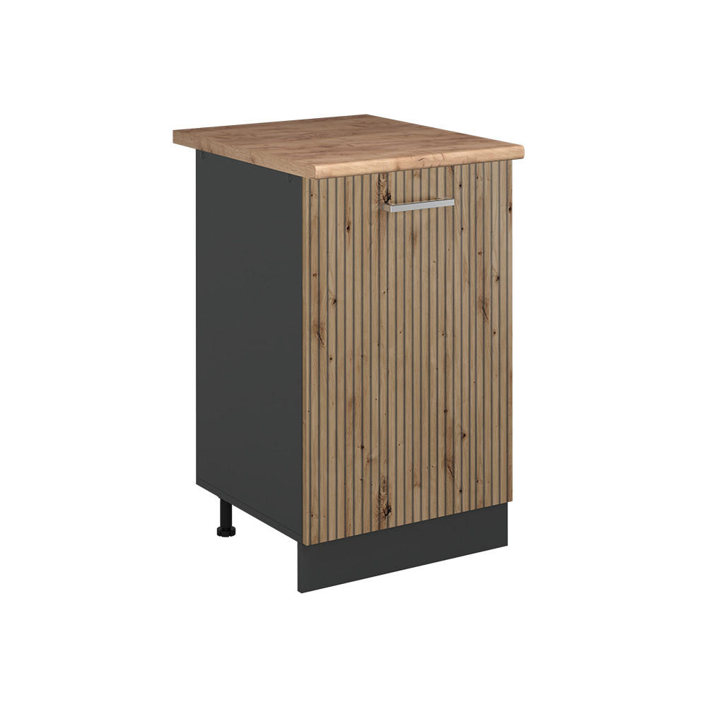 SPODNÍ SKŘÍŇKA KUCHYŇSKÉ LINKY R-Line, Řemeslný dub/Antracit, 50 cm pracovná doska Dub Goldkraft - antracitová/dub artisan, kompozitní dřevo (50/81.6/60cm) - Vicco