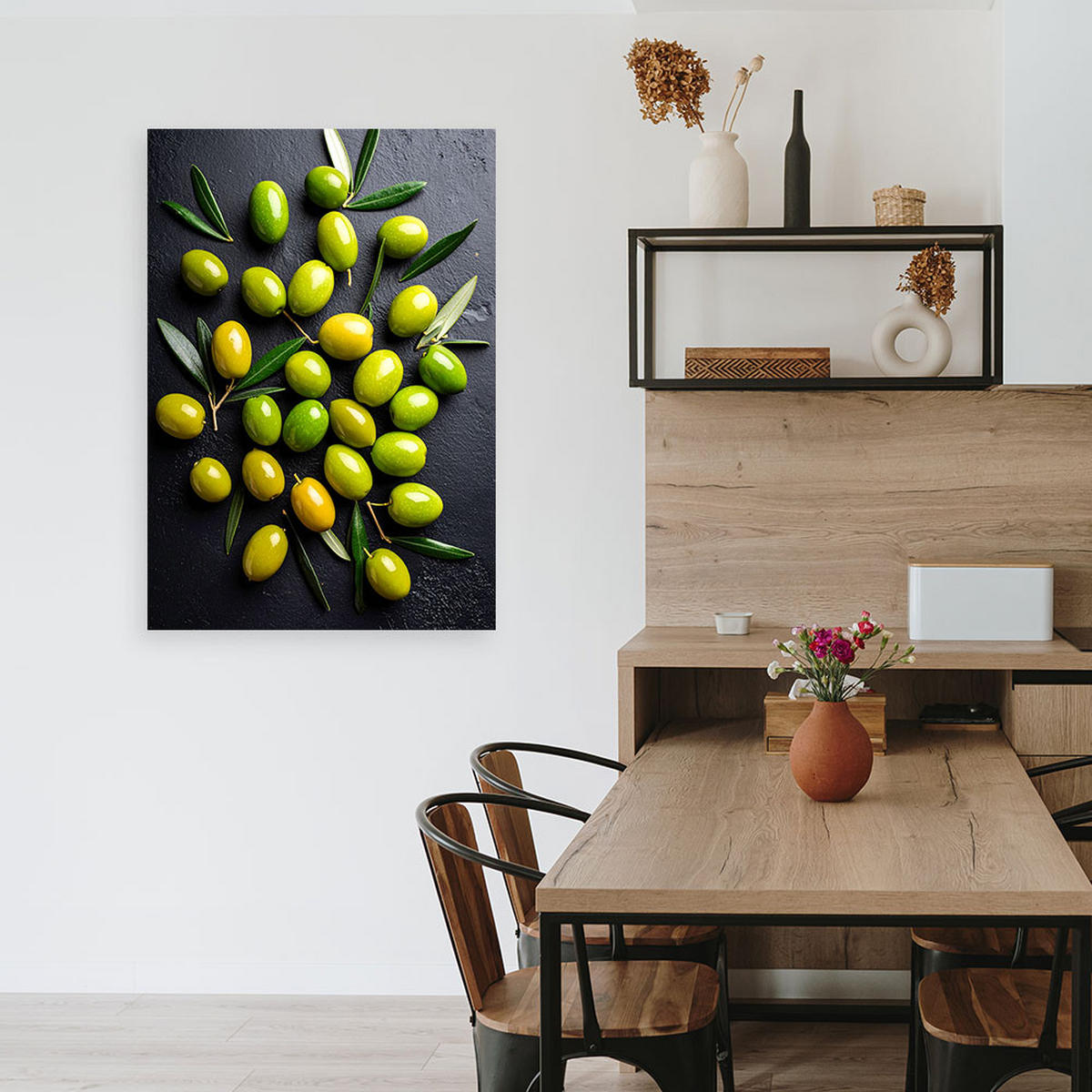 LEINWANDBILD Oliven Früchte 60x90cm - Grün, Textil (60/90cm) - Feeby