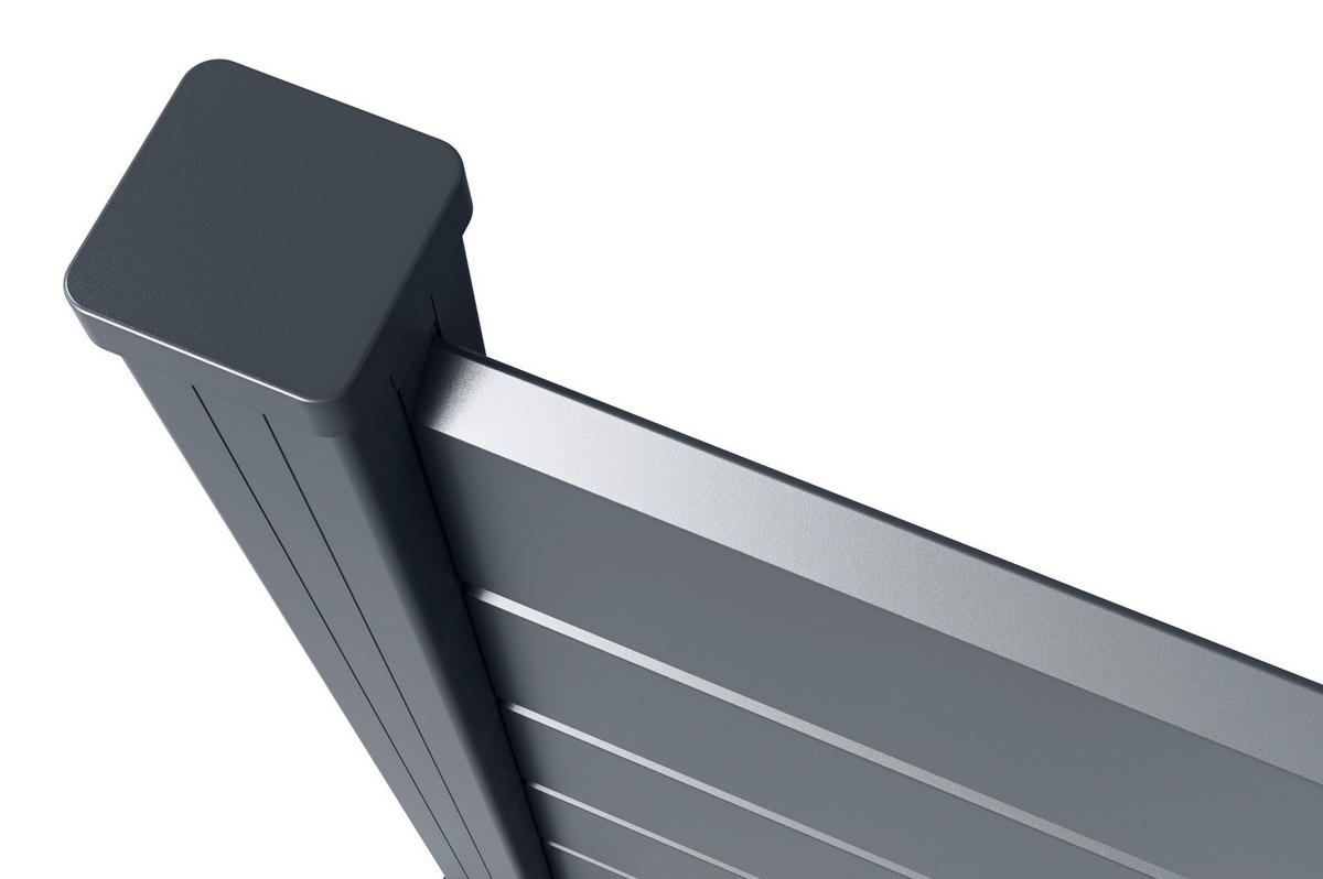 SICHTSCHUTZZAUN VANO aus Aluminium mit Lamellen 6 m x 180 cm, Grau - Grau, Metall (600/184cm) - Casanoov