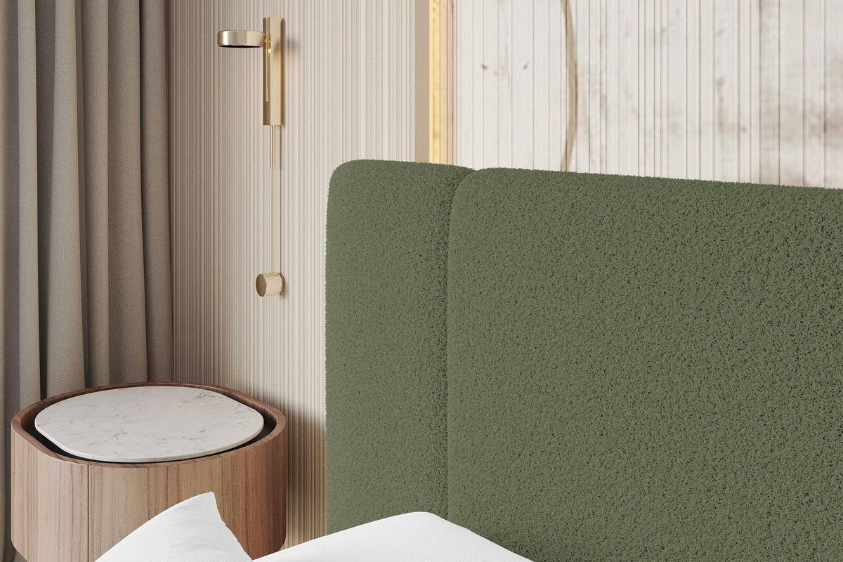 POLSTERBETT mit Bettkasten und Lattenrost, Bett mit Matratze H3/H4 - TEVO 200x200 Grün - Olivgrün, Holzwerkstoff/Textil (200/200cm) - ALTDECOR