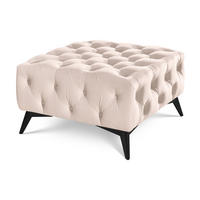 HOCKER Chesterfield Whitby Beige Samt mit schwarzen Füßen - Beige/Schwarz, Holz/Textil (80/45/80cm) - S-Style Möbel