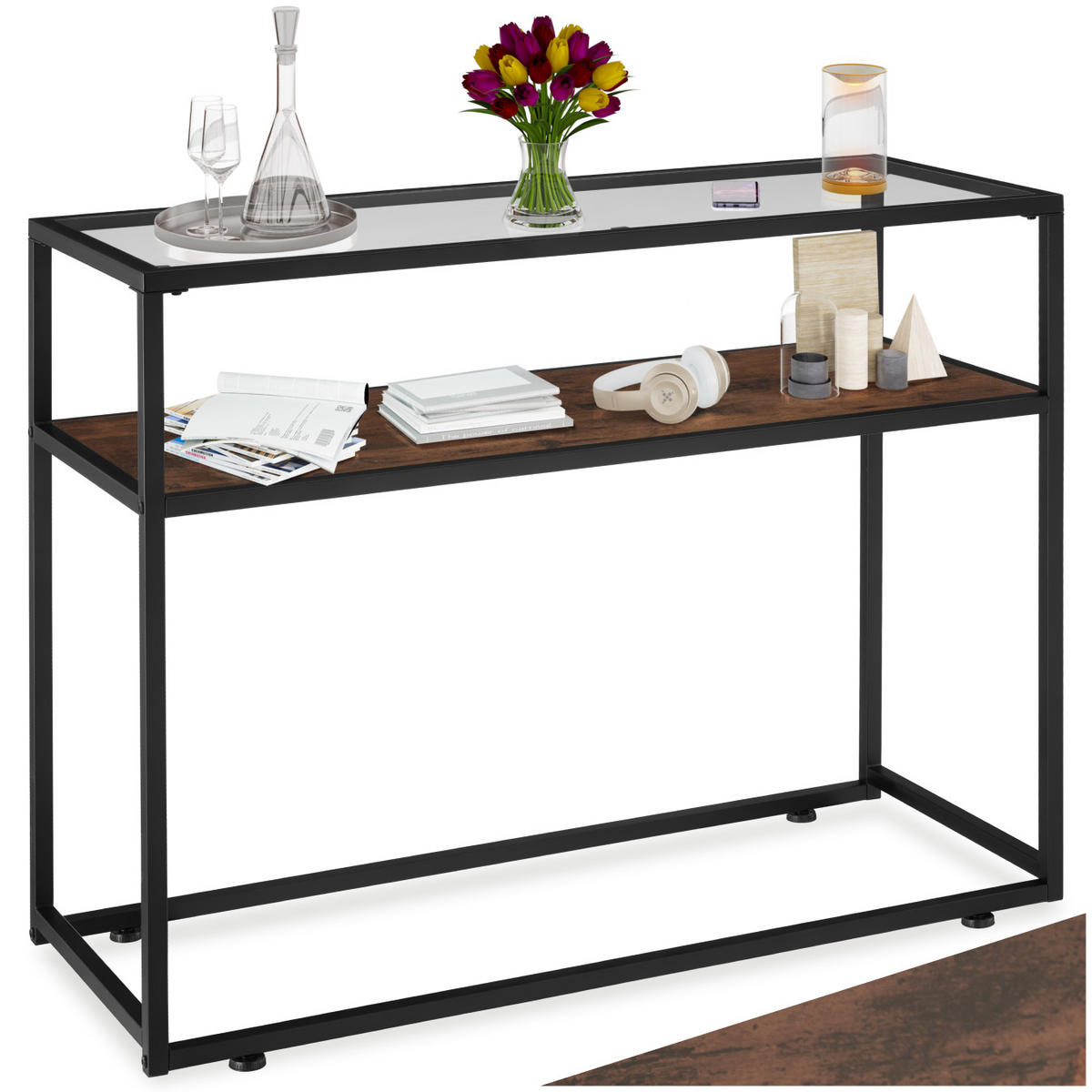 KONSOLENTISCH Kilkenny,100 x 41 x 80,5 cm,Industrial Holz dunkel, rustikal - Rostfarben, Holzwerkstoff (100/41/80.5cm) - tectake