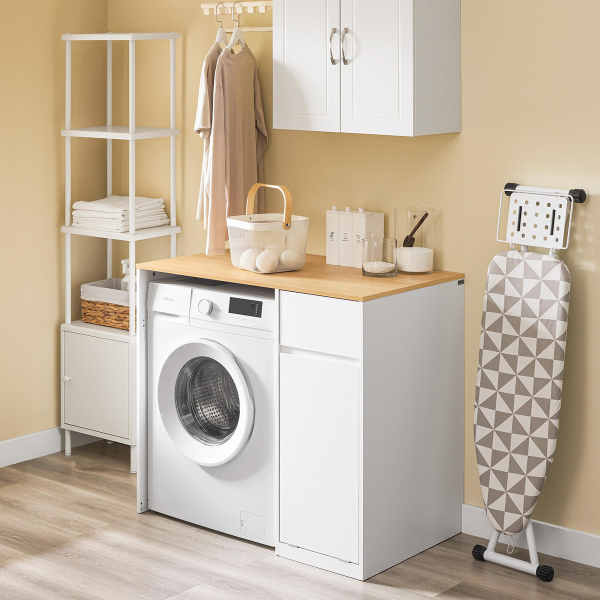 WASCHMASCHINENSCHRANK Weiß - Weiß, Holzwerkstoff (100/90/60cm) - SoBuy