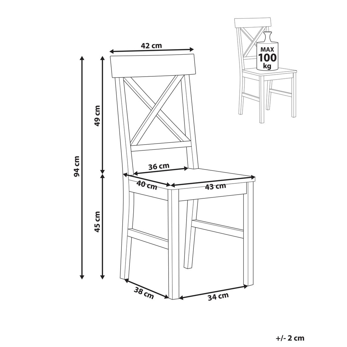 ESSZIMMERSTUHL Weiß Barlee - Weiß, Holz (43/94/40cm) - Beliani