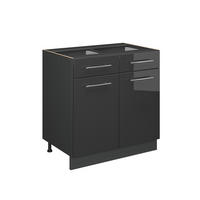 SPODNÍ SKŘÍŇKA KUCHYŇSKÉ LINKY Fame-Line Antracitový vysoký lesk - antracitová/vysoce lesklá černá, kompozitní dřevo (80/82/60cm) - Vicco