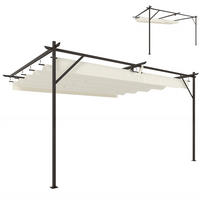 TERRASSENDACH Pergola ca. 4x3m Terrassenüberdachung mit Verstellbares Dach, Wandmontage UV 30+ Cremeweiß - Creme, Metall (396/225/297cm)