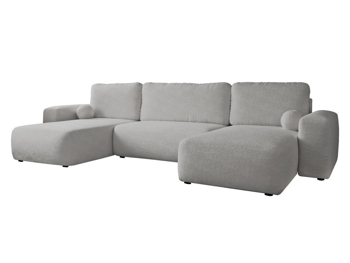 WOHNLANDSCHAFT Filo U - Hellgrau/Schwarz, Holz/Kunststoff (374/94/177cm) - MIRJAN24