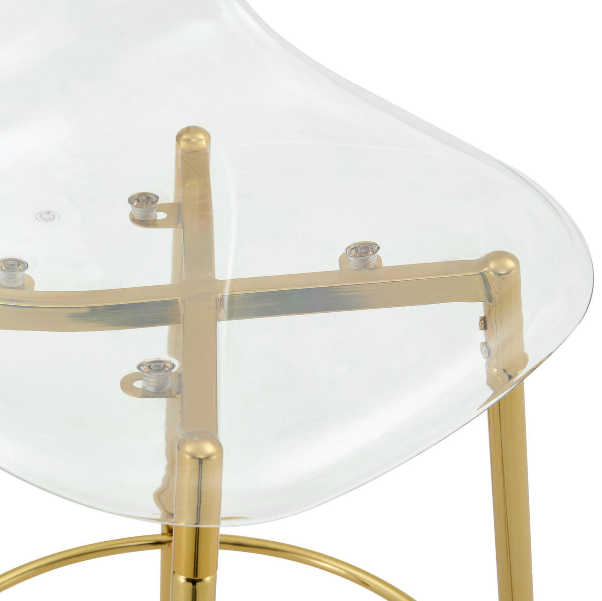 BARHOCKER 2er-Set 66 cm Transparent mit Metallgestell Gold - Goldfarben, Metall (48.5/102/48.5cm) - Meubliv