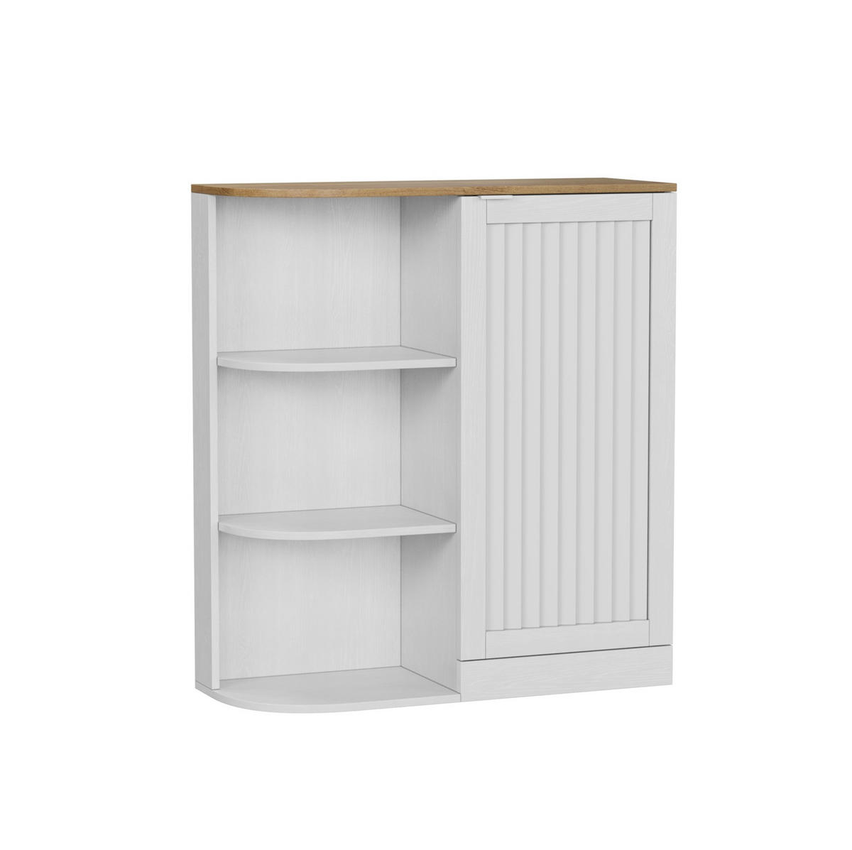 MIDISCHRANK 68/25/76 cm aus MDF mit verstellbaren Einlegeböden Weiß/Eiche - Weiß, Holzwerkstoff (68/76/25cm) - Modenvie