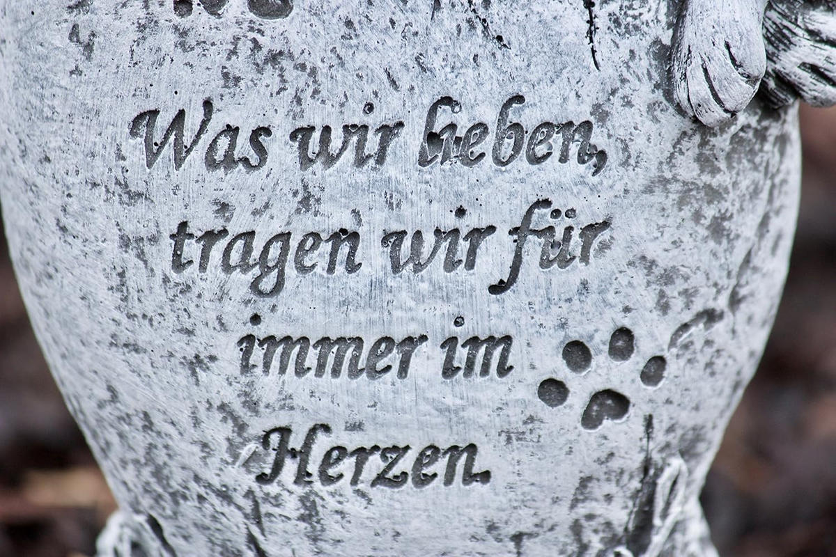 STEINFIGUR Katze Grabstein mit Inschrift Steinguss frostfest - Grau, Stein (11/15/6cm) - stoneandstyle