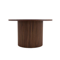 COUCHTISCH 70/70/42 cm mit runder Tischplatte, kanneliertem Sockel und Metallrahmen aus MDF, Walnussfarben - Walnussfarben, Holzwerkstoff (70/70/42cm) - Redom