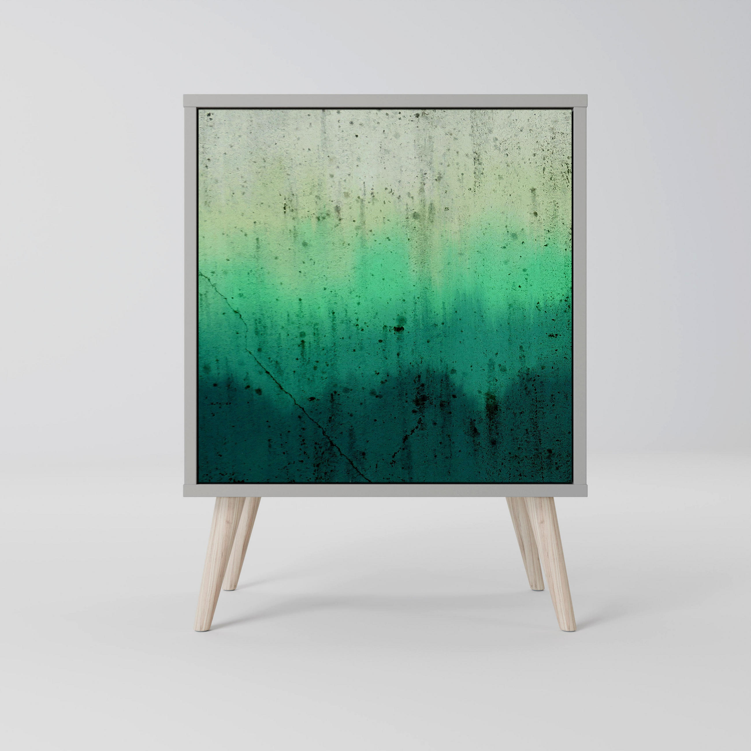SIDEBOARD NORTHERN LIGHTS, Grau, 57,5x42x77,5 cm, Schräge Buchenholzfüße - Buchefarben/Multicolor, Holzwerkstoff/Buchenholz (57.5/77.5/42cm) - SpaceRebels