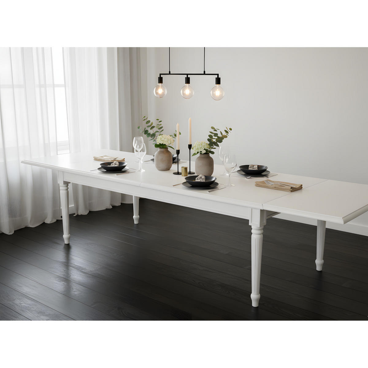 MATBORD Amaretta utdragbar 180 x 100 x 75 cm – vit - Vit, Trä/Träbaserade material (100/180/75cm) - ebuy24
