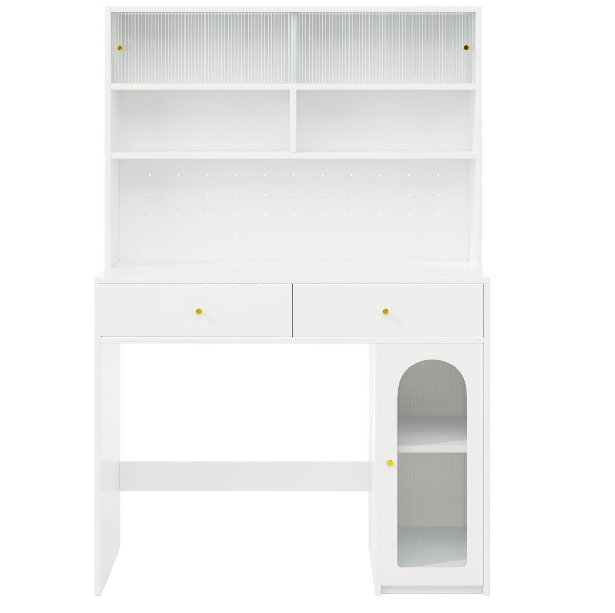BUFFET 120/45/180 cm & 120/75/75 cm aus MDF mit klappbarem Esstisch Weiß - Weiß, Holzwerkstoff (120/180/45cm) - Modenvie