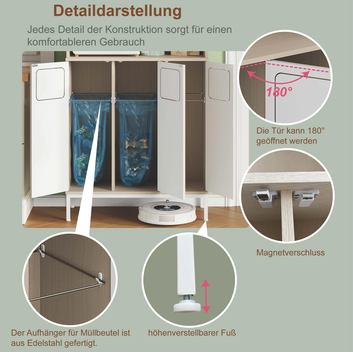 KUHINJSKI ormar, 80/35/181 cm, MDF bijela/dekor svijetlog drva - bijela, drvni materijal (80/181/35cm) - BEAOK