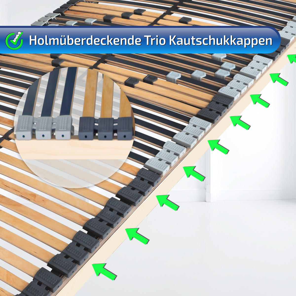 LATTENROST Starr 42 Leisten 90x190cm 8,5 cm Hoch 7-Zonen bis 200 kg - Buchefarben/Naturfarben, Holz (90/190cm) - Matratzen Perfekt