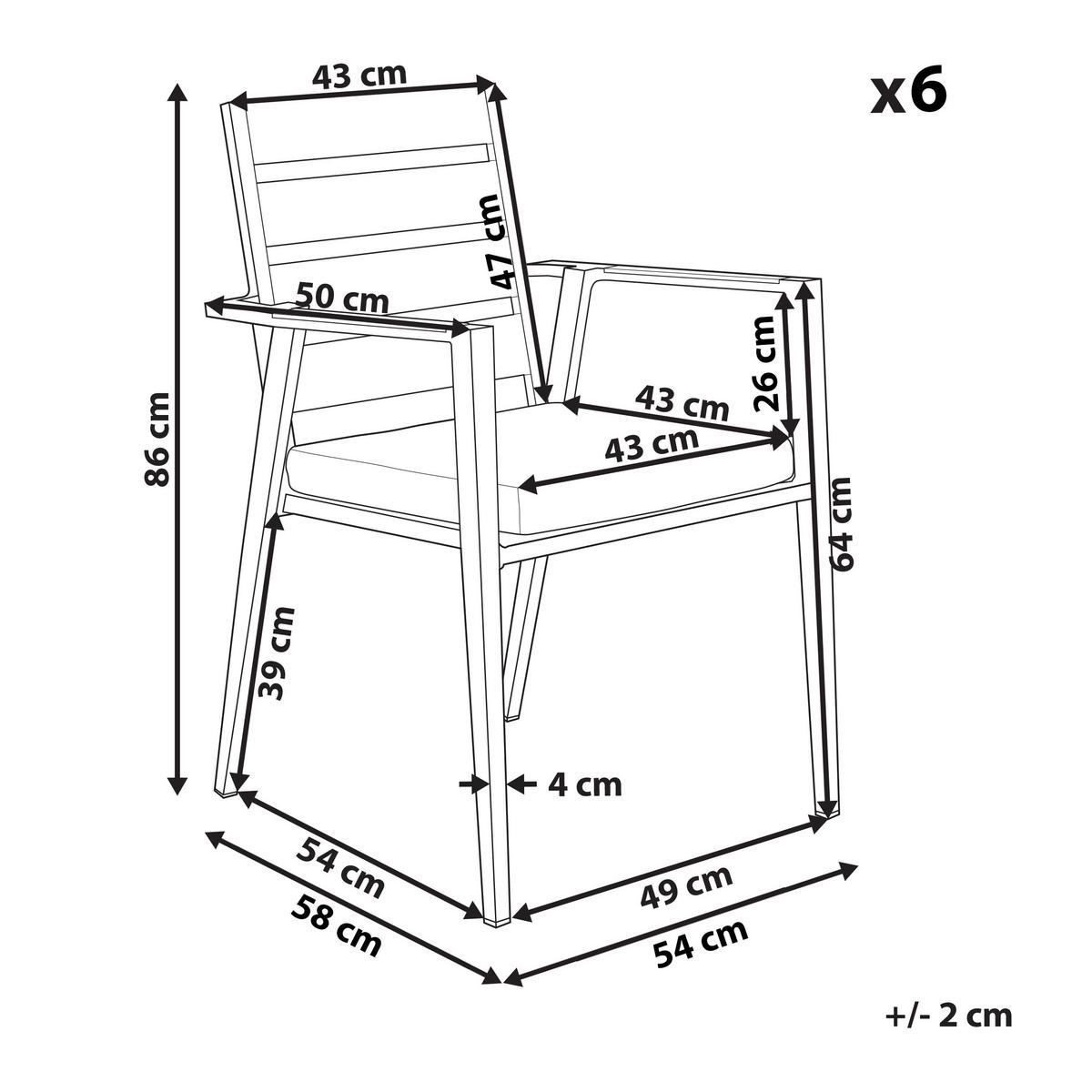 GARTENSTUHL 6er-Set Aluminium schwarz Taviano - Schwarz, Metall (54/86/58cm) - Beliani