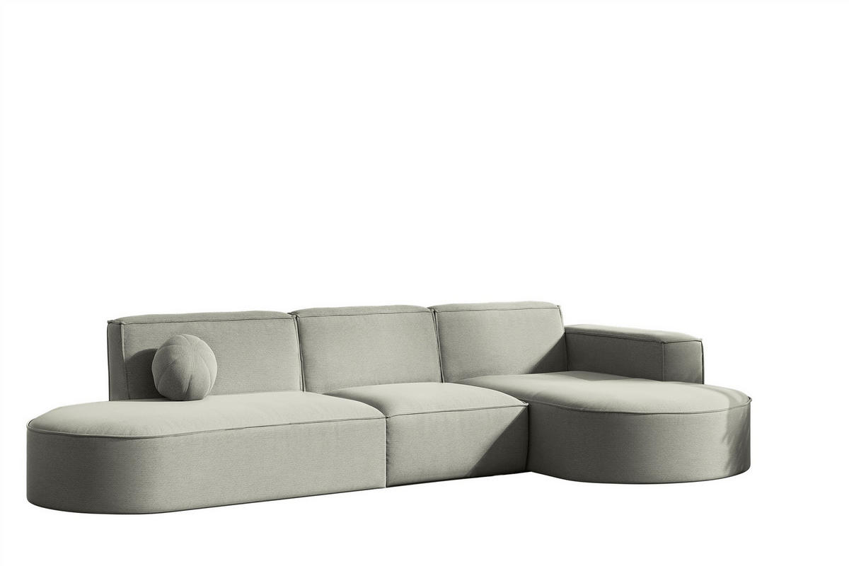 ECKSOFA Sunday - Hellgrau, Holzwerkstoff (296/78/165cm) - Fun Möbel