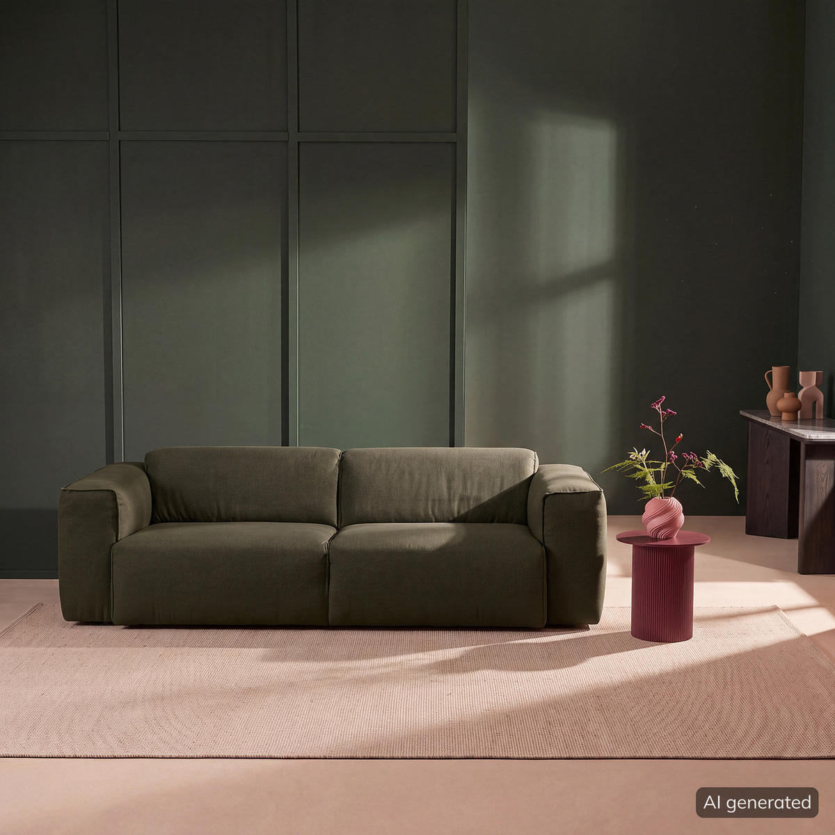 3-SITZER SOFA - Schwarz/Grau, Kunststoff/Textil (251/71/102cm) - home24