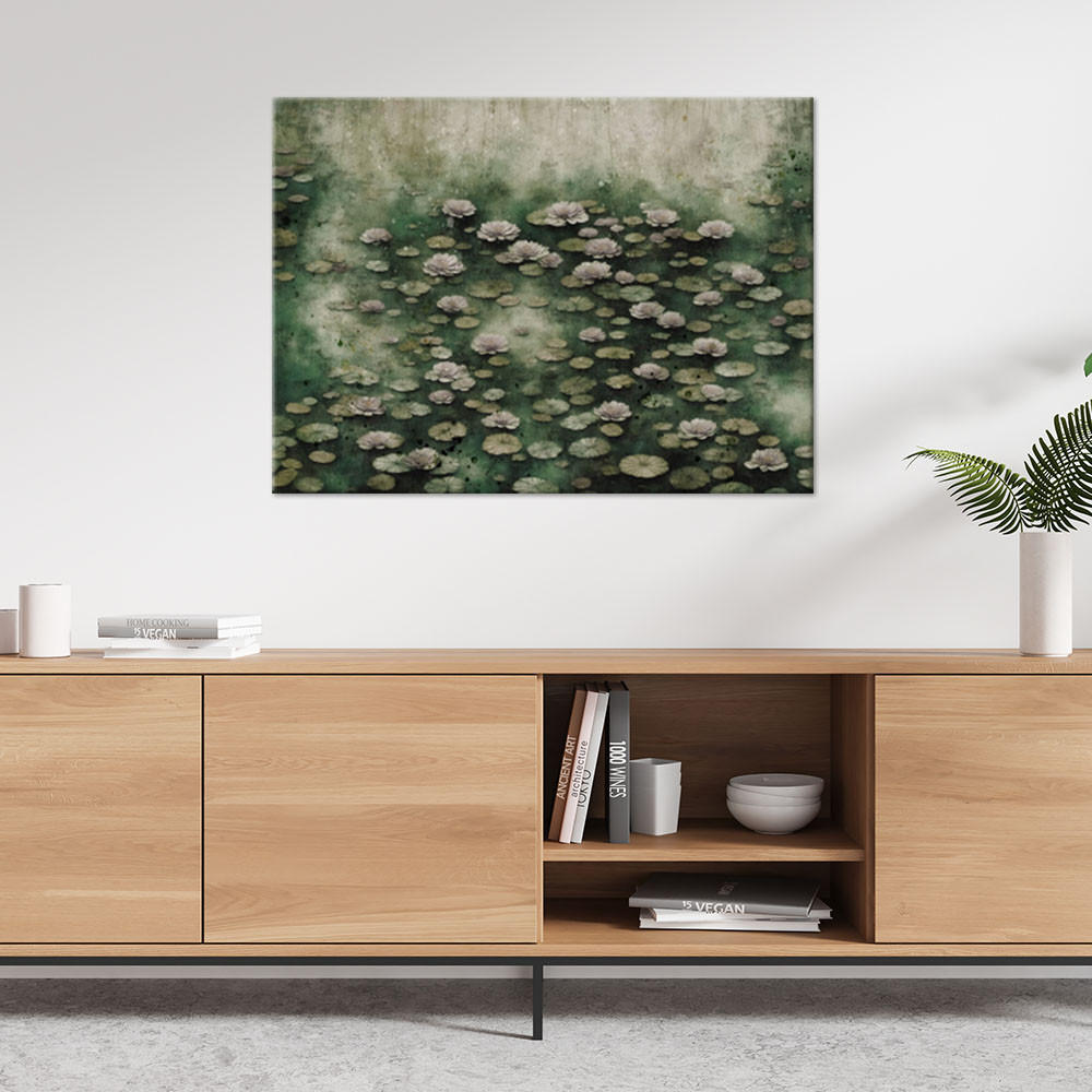 WANDBILD lotusblumen auf einem see - Grün, Textil (60/40cm) - Feeby