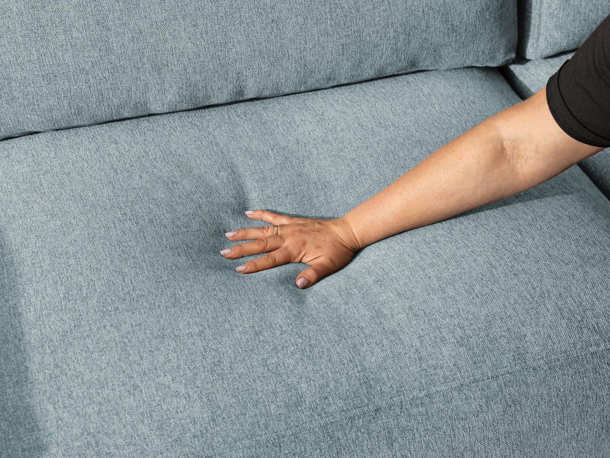 ECKSOFA Lennon aus Hellblau Strukturstoff mit Schlaffunktion und Bettkasten - Schwarz/Hellblau, Holz/Kunststoff (264/137cm) - S-Style