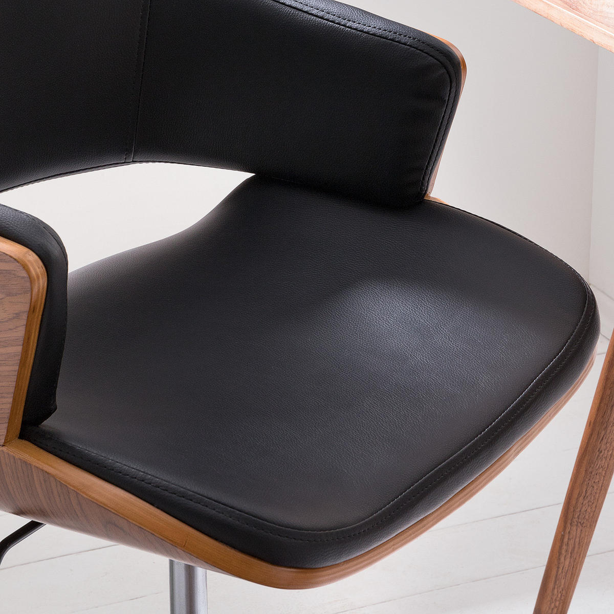 BÜRODREHSTUHL - Kunstleder / Stahl, Schwarz / Chrom - Schwarz/Braun, Kunststoff (54/82/74cm) - home24