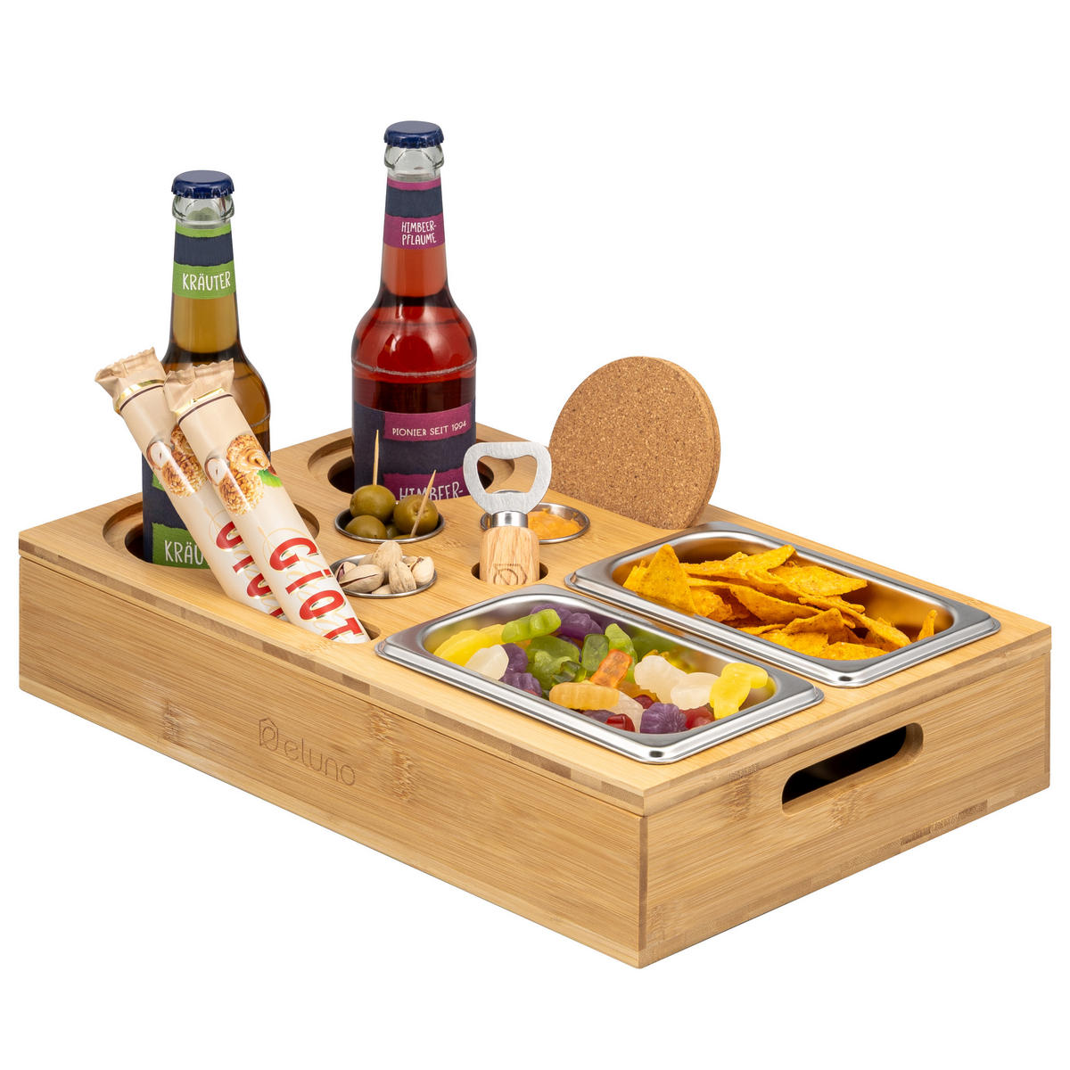 COUCHBAR mit abnehmbarem Deckel, Bambus - Naturfarben, Holz (26/8/40cm) - eluno