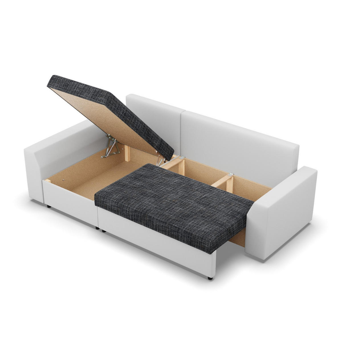 ECKSOFA MIT SCHLAFFUNKTION LUGO BONELL Dunkelgrau/Weiß - Dunkelgrau/Weiß, Textil (140/243cm) - Mebligo