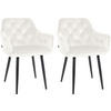 ARMLEHNENSTUHL 2er Set Samt creme - Creme/Schwarz, Textil/Metall (59/82/62cm) - CLP