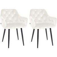 ARMLEHNENSTUHL 2er Set Samt creme - Creme/Schwarz, Textil/Metall (59/82/62cm) - CLP