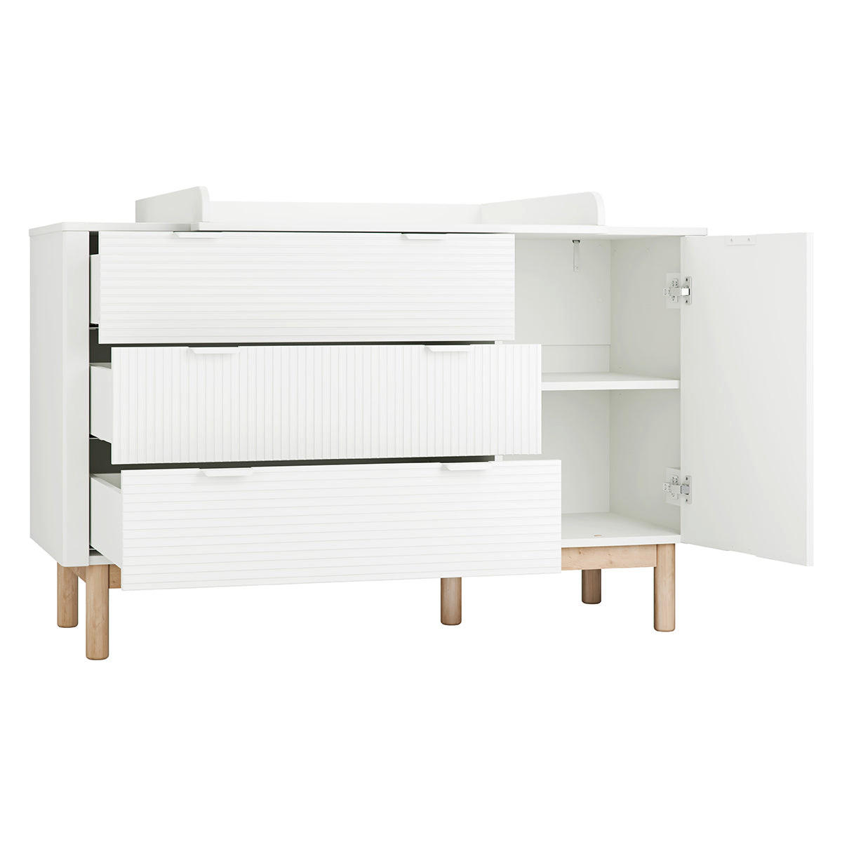 OTROŠKA KOMODA Miloo Bela - bela, leseni material (144.5/90.5/52.5cm) - Petits-meubles