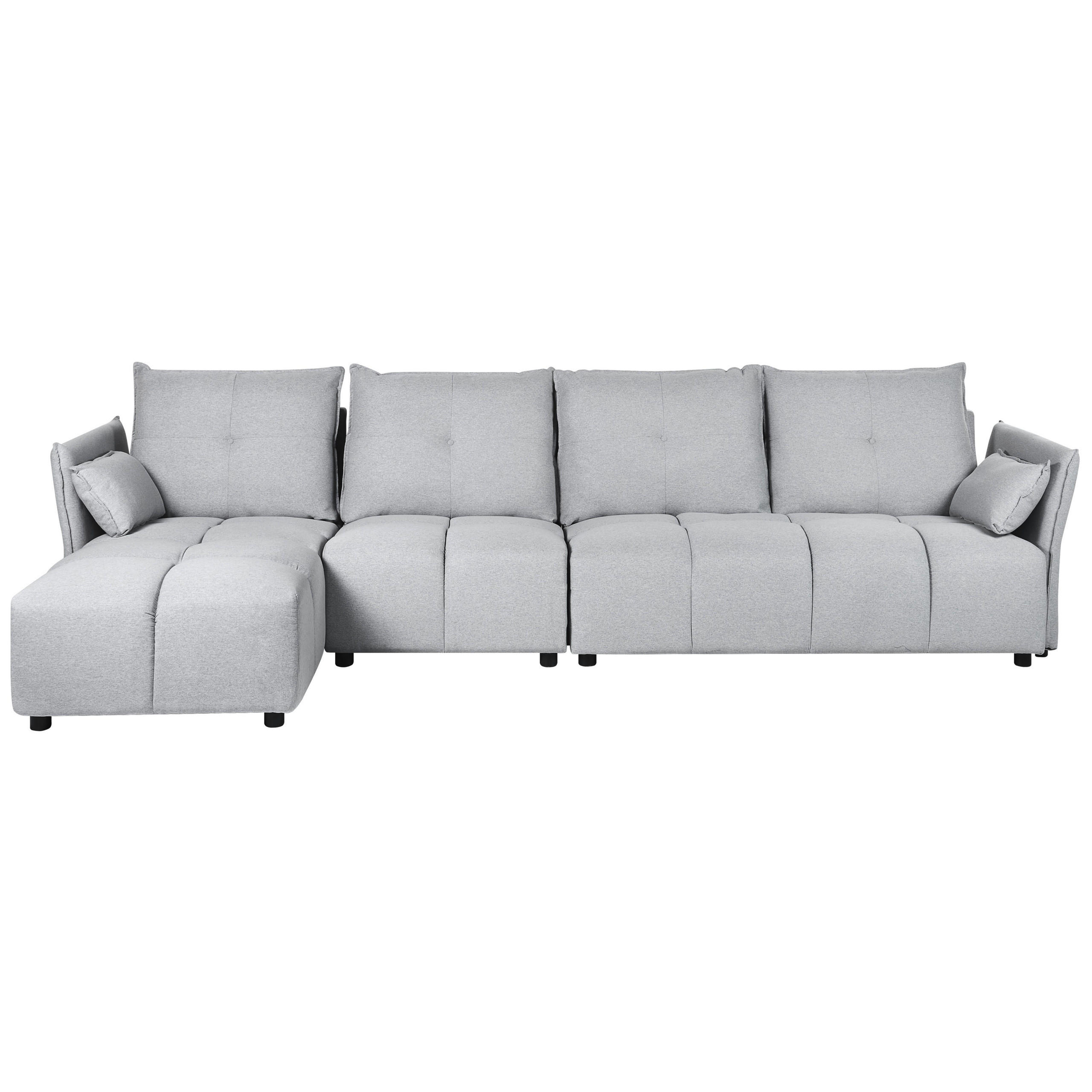 4-SITZER-ECKSOFA Polyester Grau linksseitig Tomra - Hellgrau, Textil (325/136cm) - Beliani